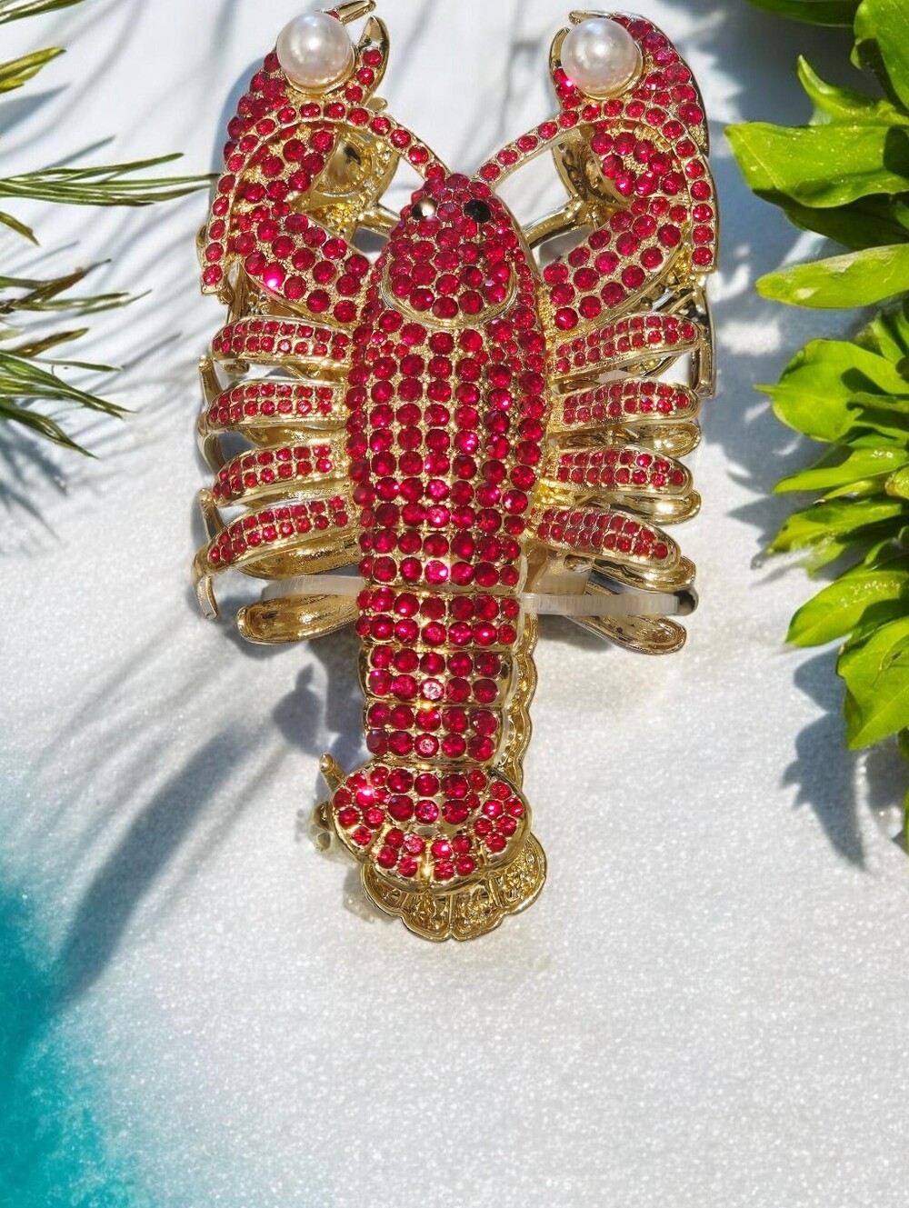NEW Piper K Metal Red & Gold Lobster Hair Clip Claw Double Sided  4 Inches NWT